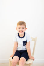 Load image into Gallery viewer, Monogrammed boy shirt, preppy boys shirt, personalized boys pocket shirt, pima cotton, super soft shirt
