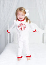 Load image into Gallery viewer, Girls Christmas Pajamas, monogrammed Christmas pajamas, girls Christmas morning outfit, pima cotton
