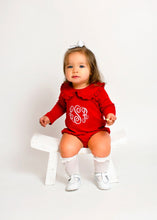 Load image into Gallery viewer, Girls Christmas Outfit, Toddler Girls Christmas outfit, monogrammed Christmas bubble, girls bubble, sk creations
