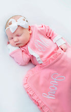 Load image into Gallery viewer, Baby girl coming home outfit, personalized coming home outfit, ruffle footie
