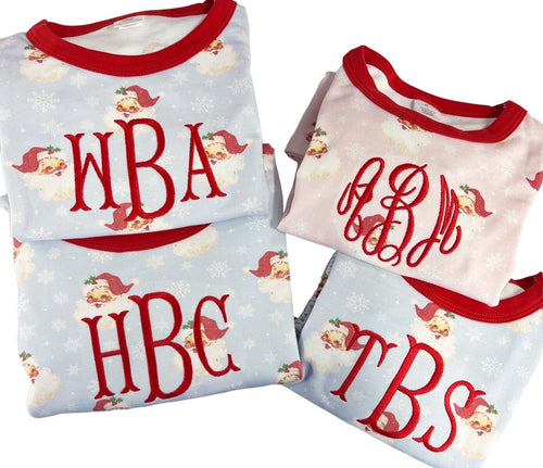 Personalized Christmas Pajamas, kids Christmas Pjs, monogrammed Christmas outfit, Sk Creations, Pima Cotton