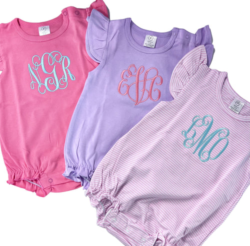 Baby girl bubble, monogrammed outfit, personalized toddler girl, summer outfit, sk creations, monogrammed bubble