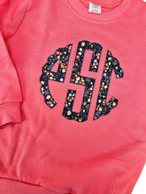 Load image into Gallery viewer, Girls monogrammed sweatshirt, toddler sweatshirt, embroidered sweatshirt, sk creations
