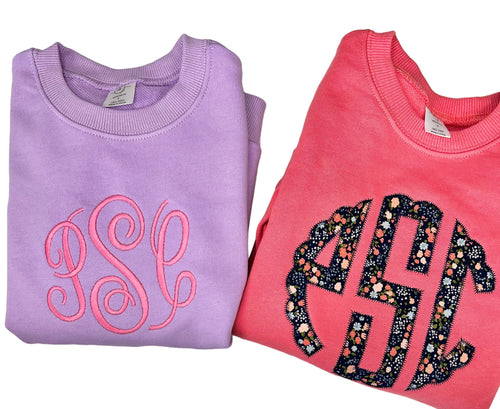 Girls monogrammed sweatshirt, toddler sweatshirt, embroidered sweatshirt, sk creations