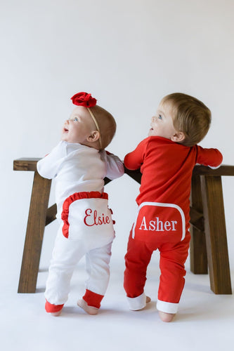 Monogrammed Christmas Pajamas, kids Christmas pajamas, monogrammed pajamas, zip pajamas, pima cotton, but flap pajamas