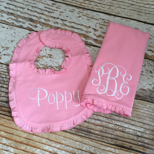 Monogrammed bib and burp cloth set, newborn gift, baby shower gift, burp cloth, bib, custom, ARB, personalized, girl, boy